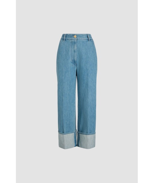 Pantalone iconico in denim bio con risvolto offre 