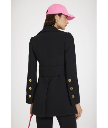 Cappotto con cintura in crepe di lana vergine soldes