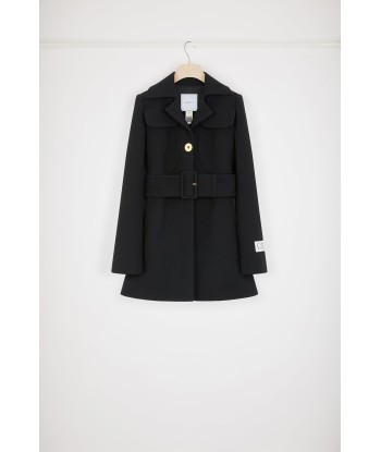 Cappotto con cintura in crepe di lana vergine soldes