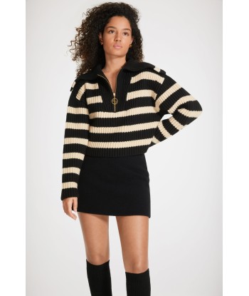 Maglione a righe in lana a costine con zip en ligne