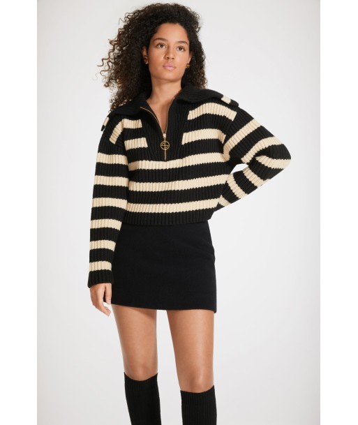 Maglione a righe in lana a costine con zip en ligne