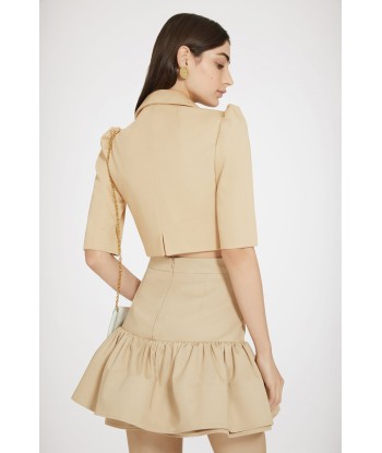 Minigonna con balza in gabardine en linge