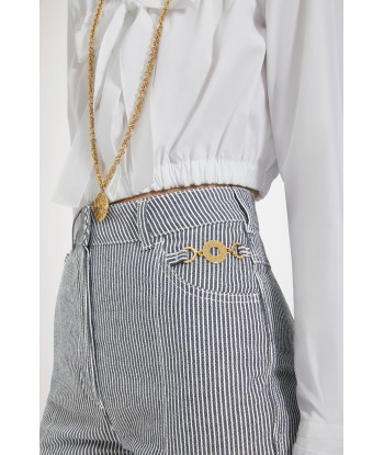 Pantalone flare in denim bio stampato vous aussi creer 