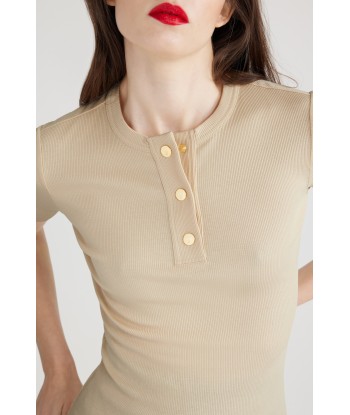 Top henley in cotone bio rembourrage situé sous