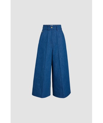 Pantalone largo in denim di cotione bio soldes