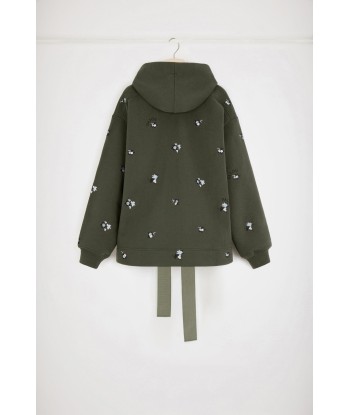 Hoodie in cotone bio con ricami floreali de la marque