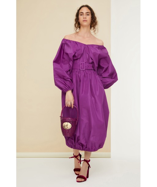 Belted maxi dress in eco-friendly faille basket pas cher